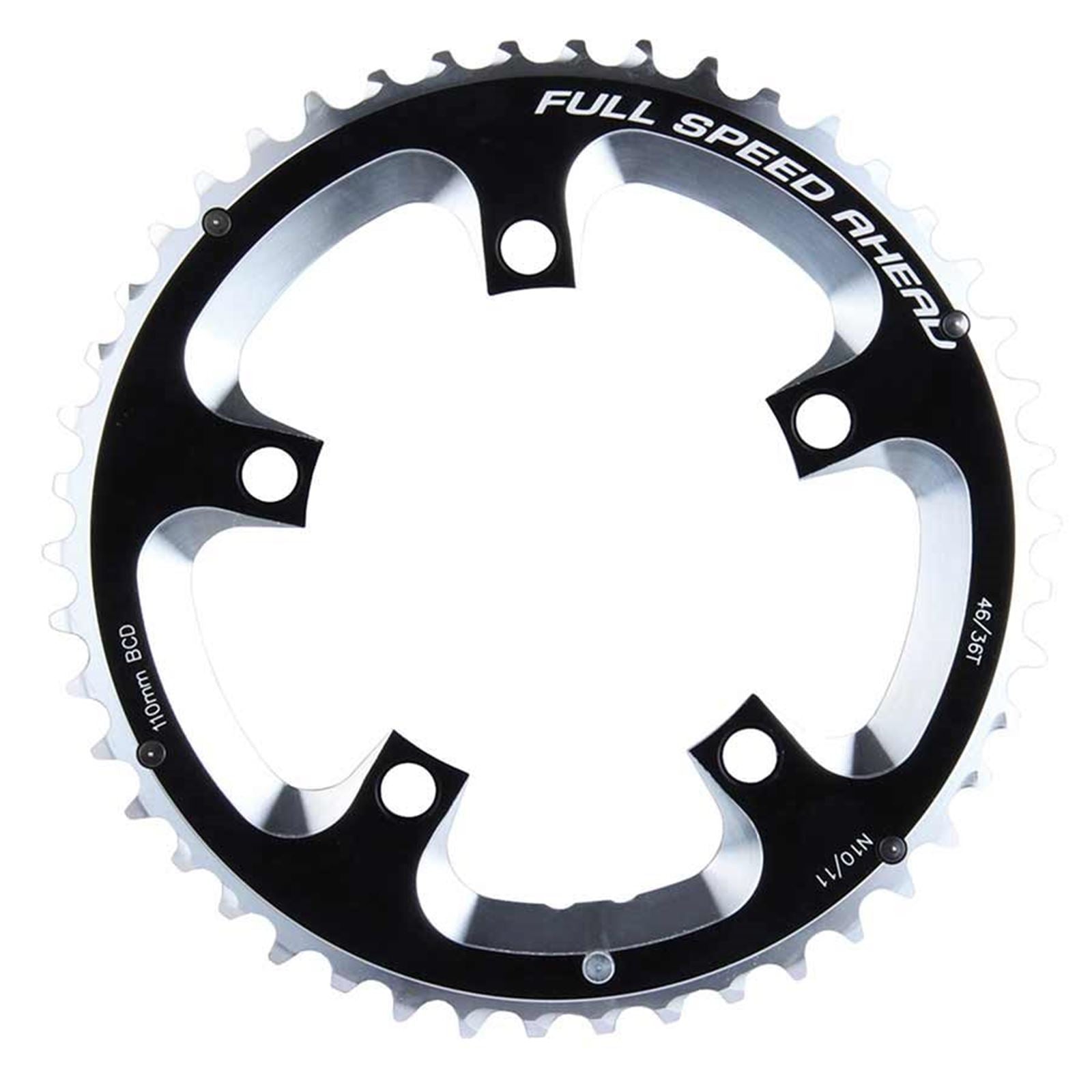 Full Speed Ahead Extérieur Chainring - 46T BCD: 110mm - Aluminum - Black [MPN: 371-0246A]_1107175