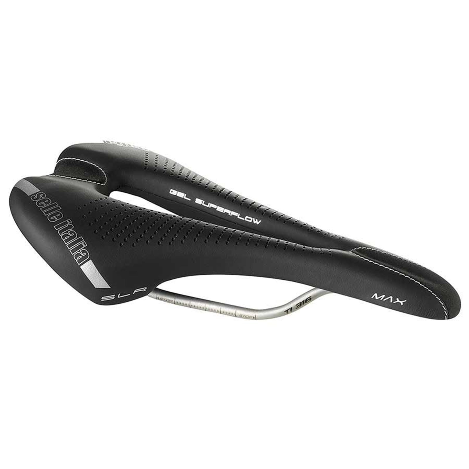 Selle Italia MAX SLR Gel Superflow Bike Saddle - 275 x 145mm - Unisex - Black [MPN: 044H901IKC001]_1113809