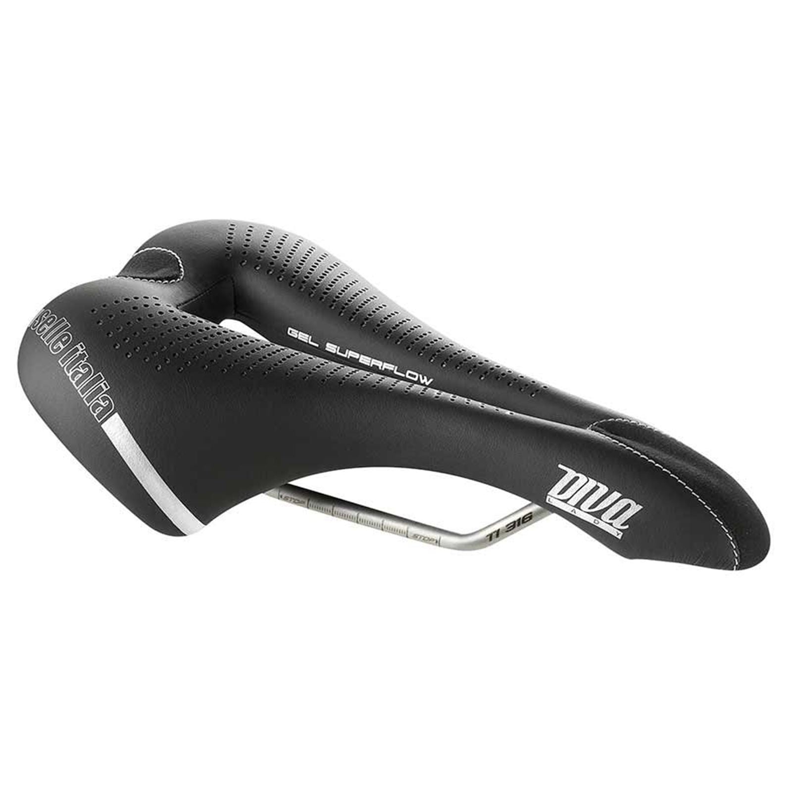 Selle Italia DIVA Gel Superflow Bike Saddle 270 x 152mm - Women - Black 013H901IKC001_1113815