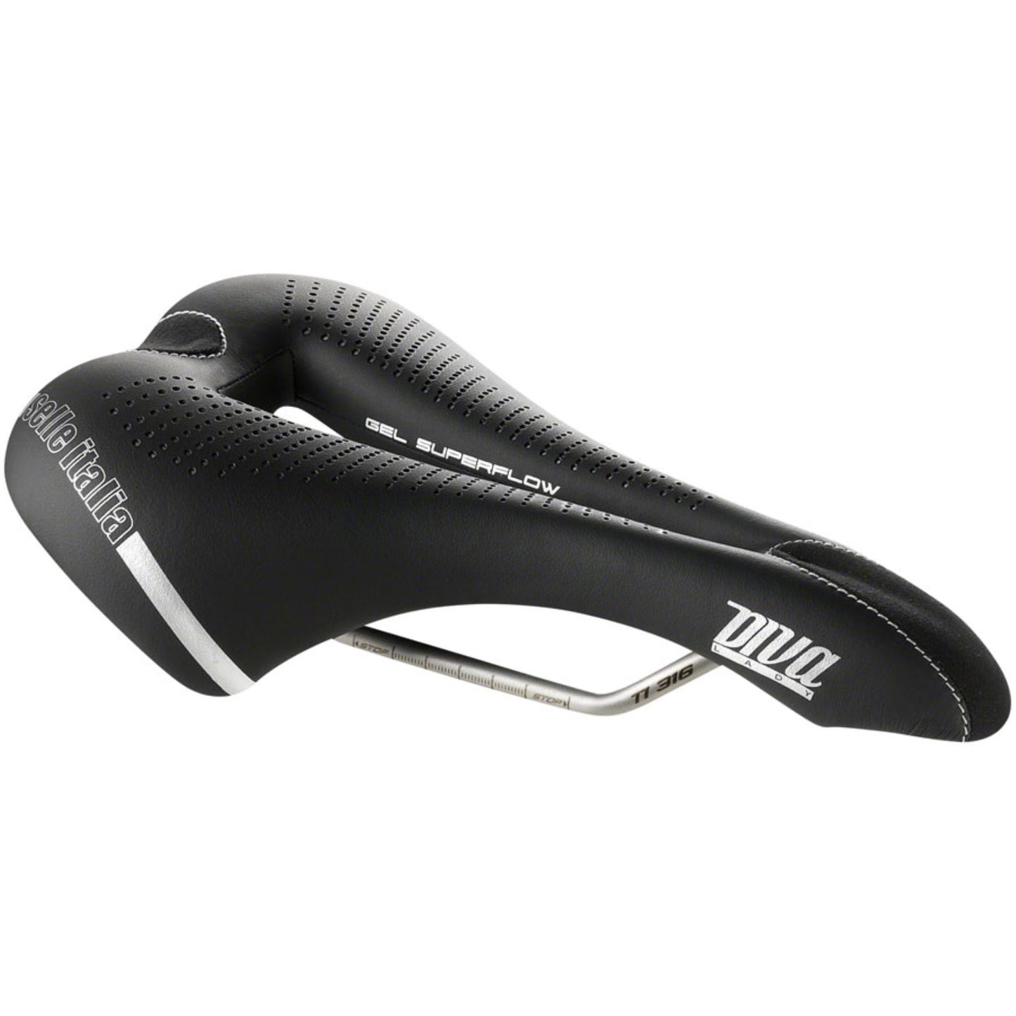Selle Italia DIVA Gel Superflow Bike Saddle 270 x 135mm - Women - Black 013H601IKC001_1248802