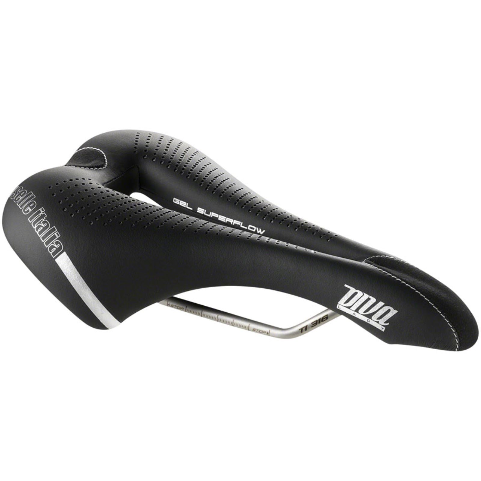 Selle Italia DIVA Gel Superflow Bike Saddle 270 x 135mm - Women - Black 013H601IKC001_1248802