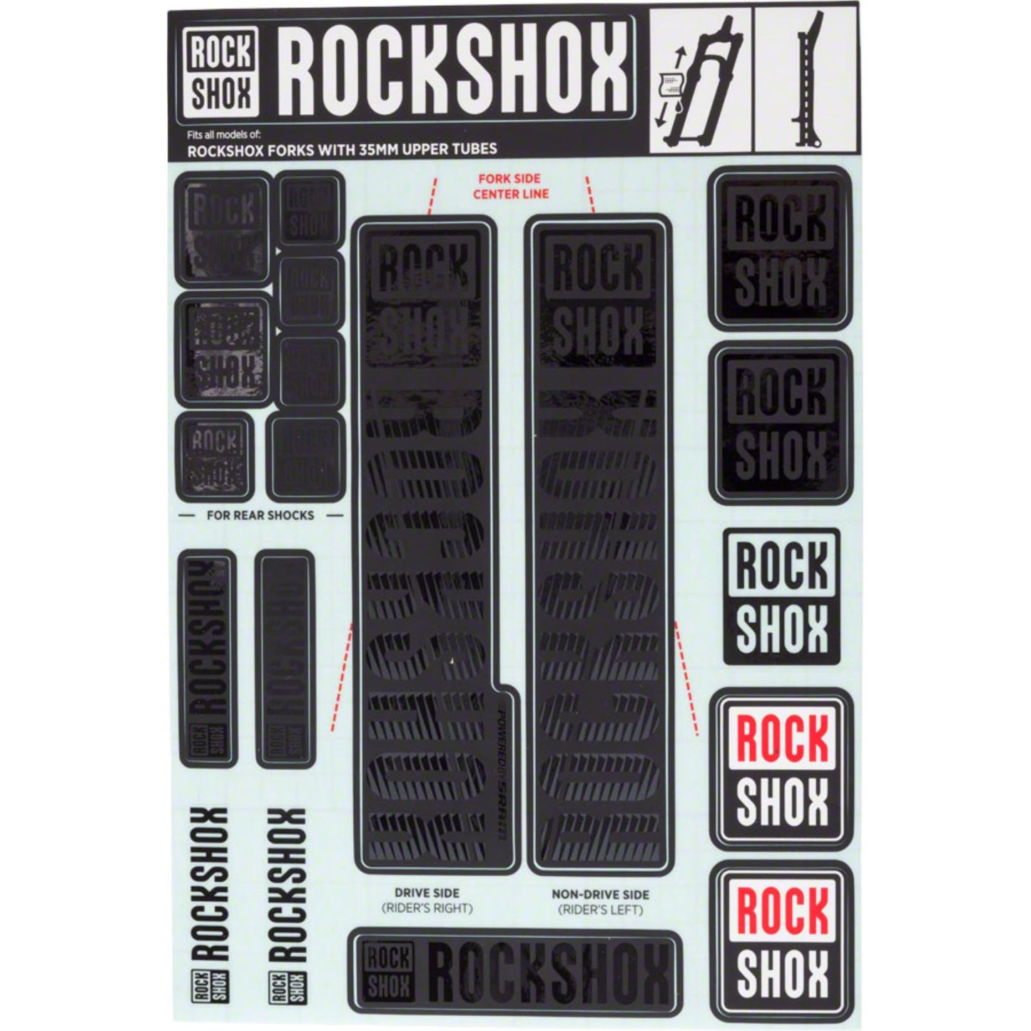 RockShox Decal Kit 35mm - MY18 - Stealth 11.4318.003.505_1221309
