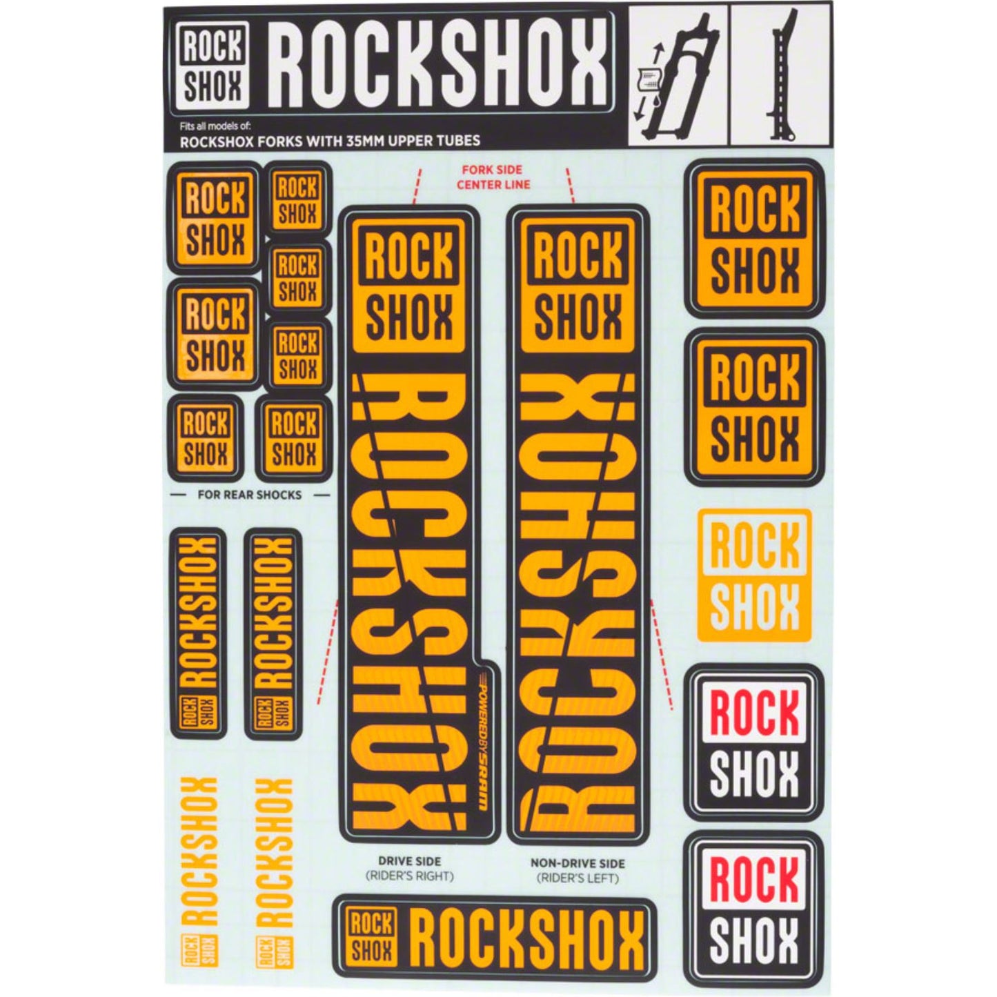 RockShox Decal Kit 35mm - MY18 - Orange 11.4318.003.508_1221287