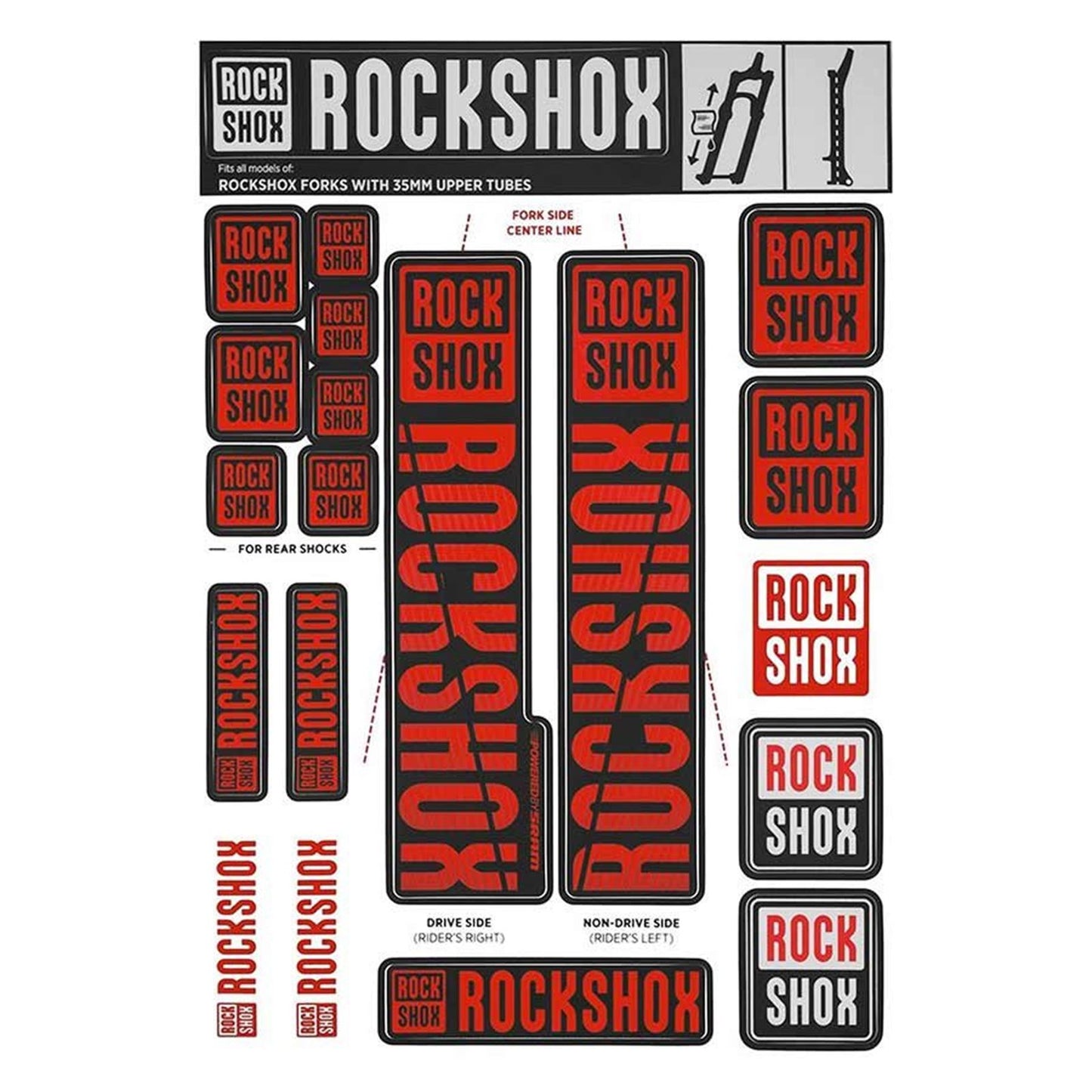 RockShox Decal Kit 35mm - MY18 - Red 11.4318.003.509_1115087