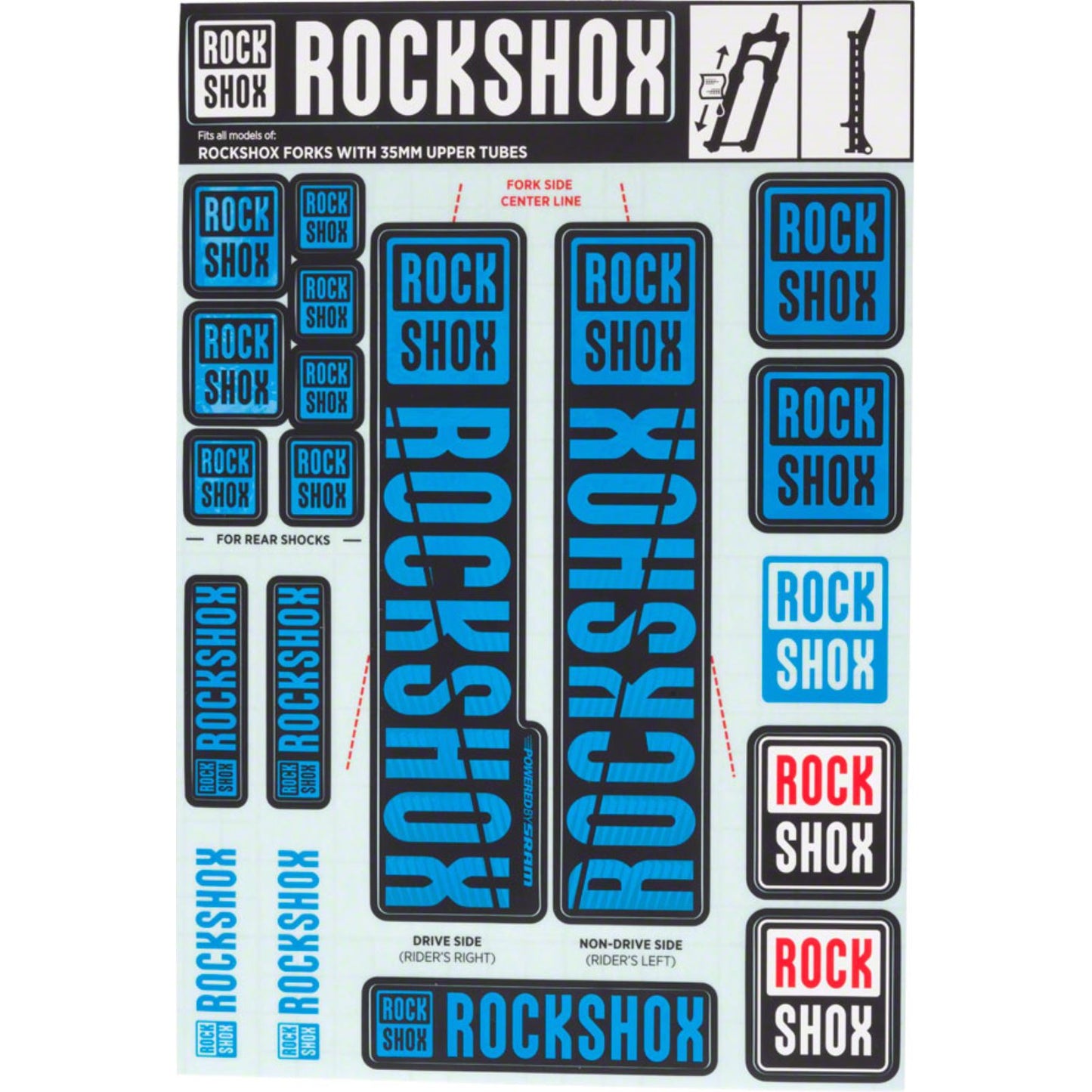 RockShox Decal Kit 35mm - MY18 - Blue 11.4318.003.511_1221265