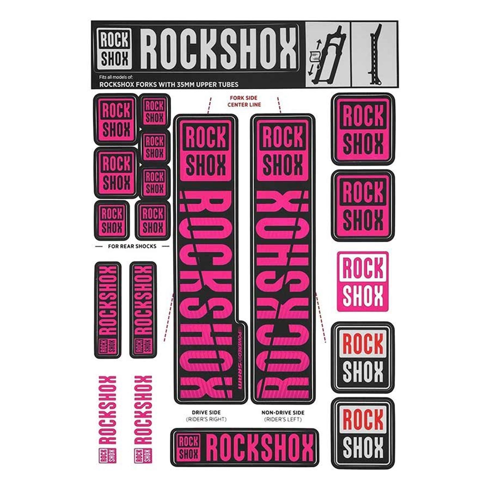 RockShox Decal Kit 35mm - MY18 - Magenta 11.4318.003.512_1115165