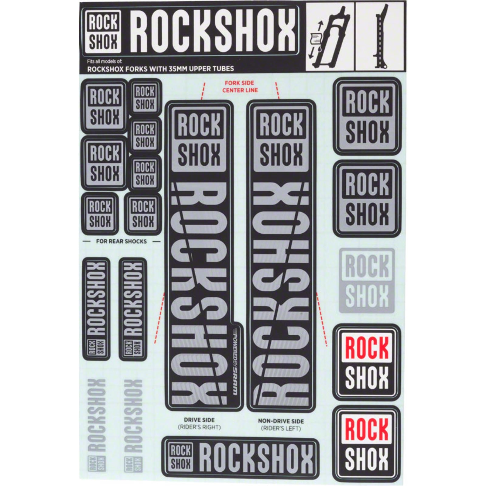 RockShox Decal Kit 35mm - MY18 - Grey 11.4318.003.513_1221267