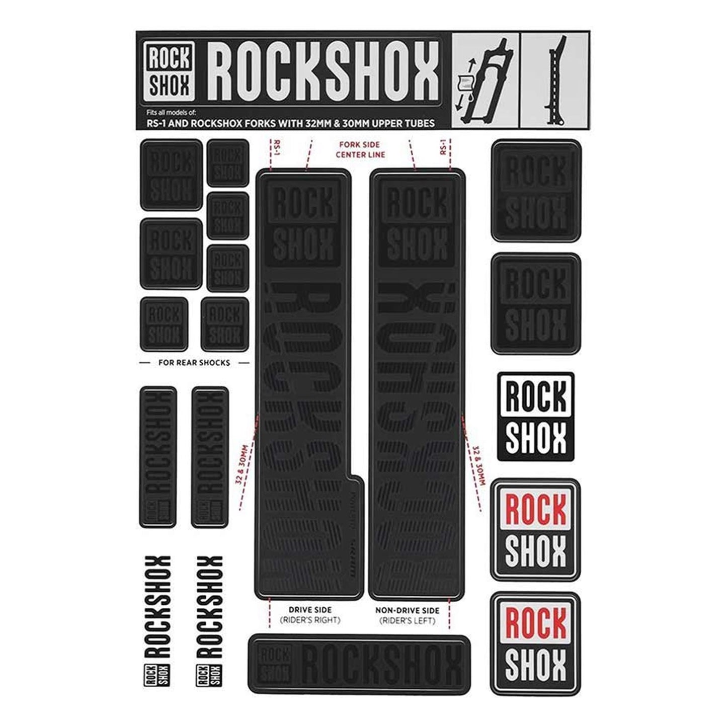 RockShox Decal Kit 30/32mm - Stealth  11.4318.003.496_1115167