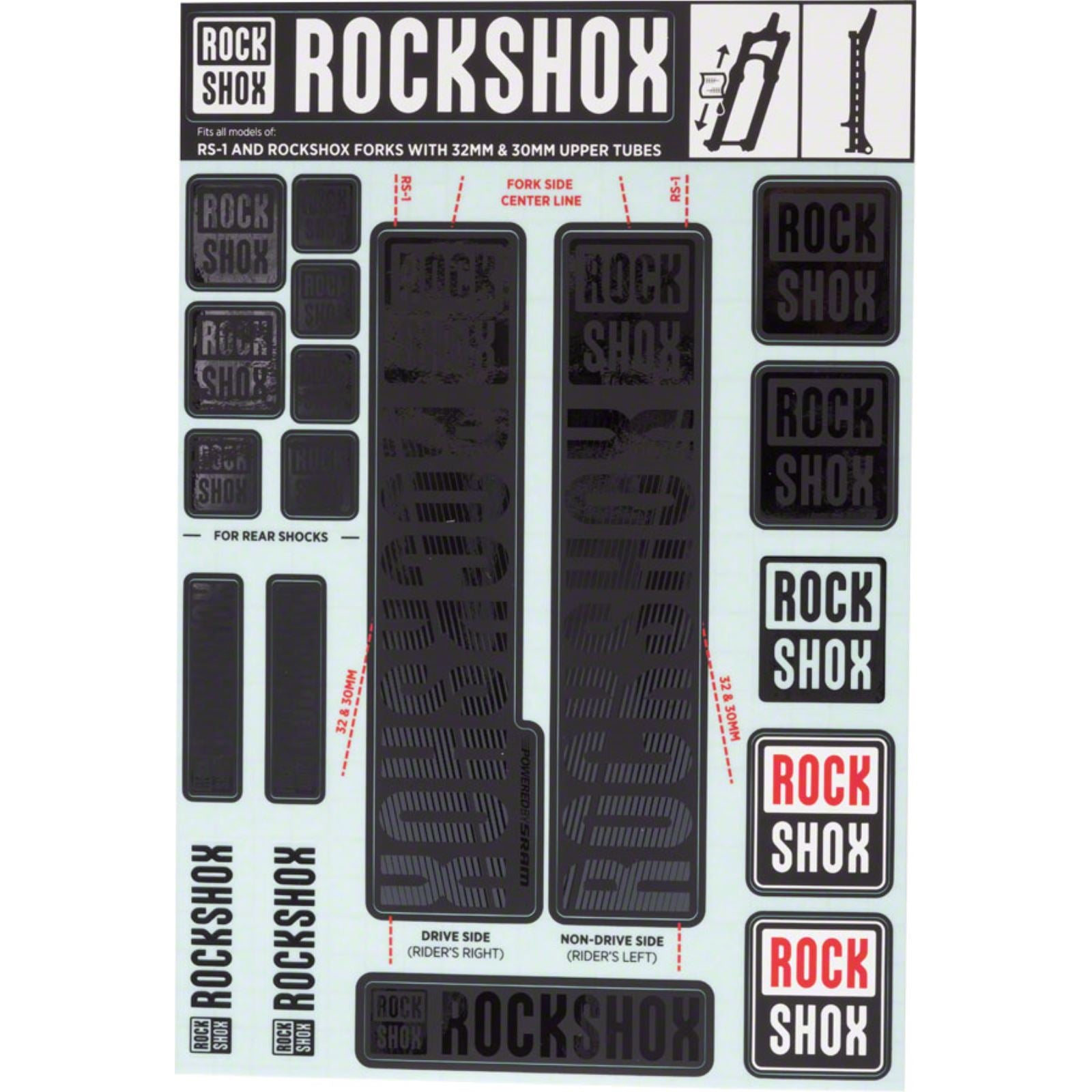 RockShox Decal Kit 30/32mm - Stealth  11.4318.003.496_1221296