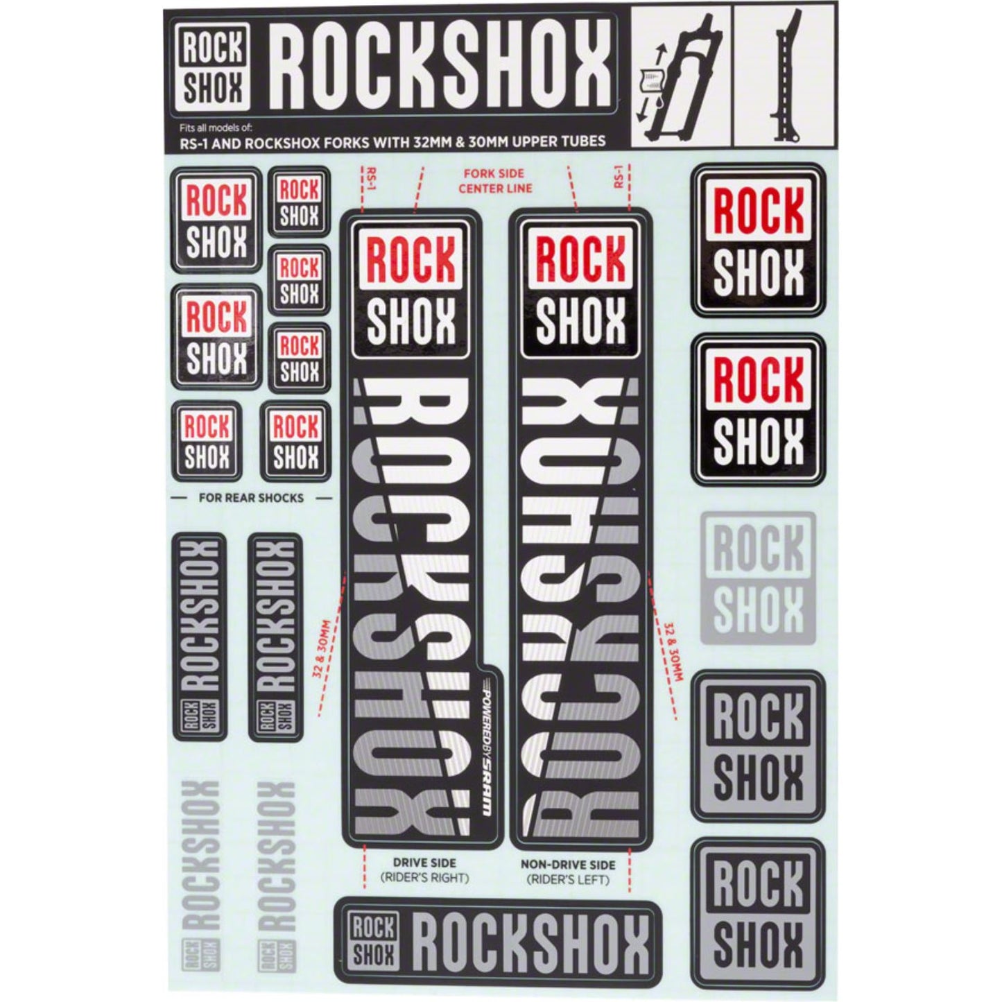 RockShox Decal Kit 30/32mm - White 11.4318.003.497_1221302