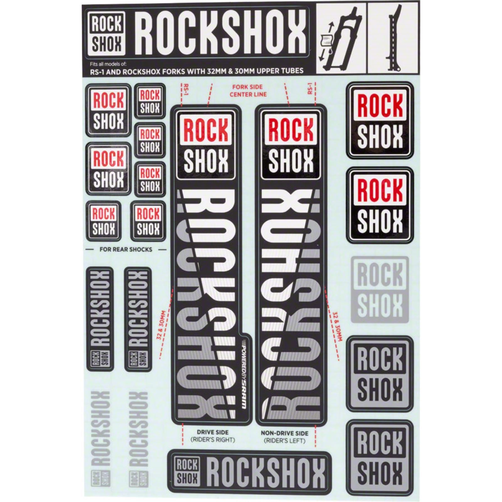 RockShox Decal Kit 30/32mm - White 11.4318.003.497_1221302