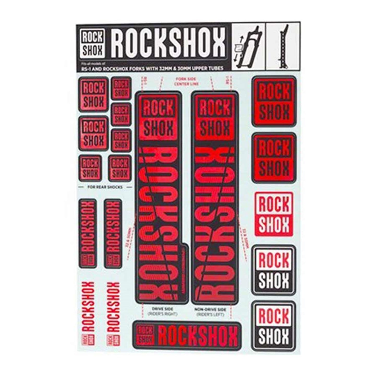 RockShox Decal Kit 30/32mm - Red 11.4318.003.500_1115169