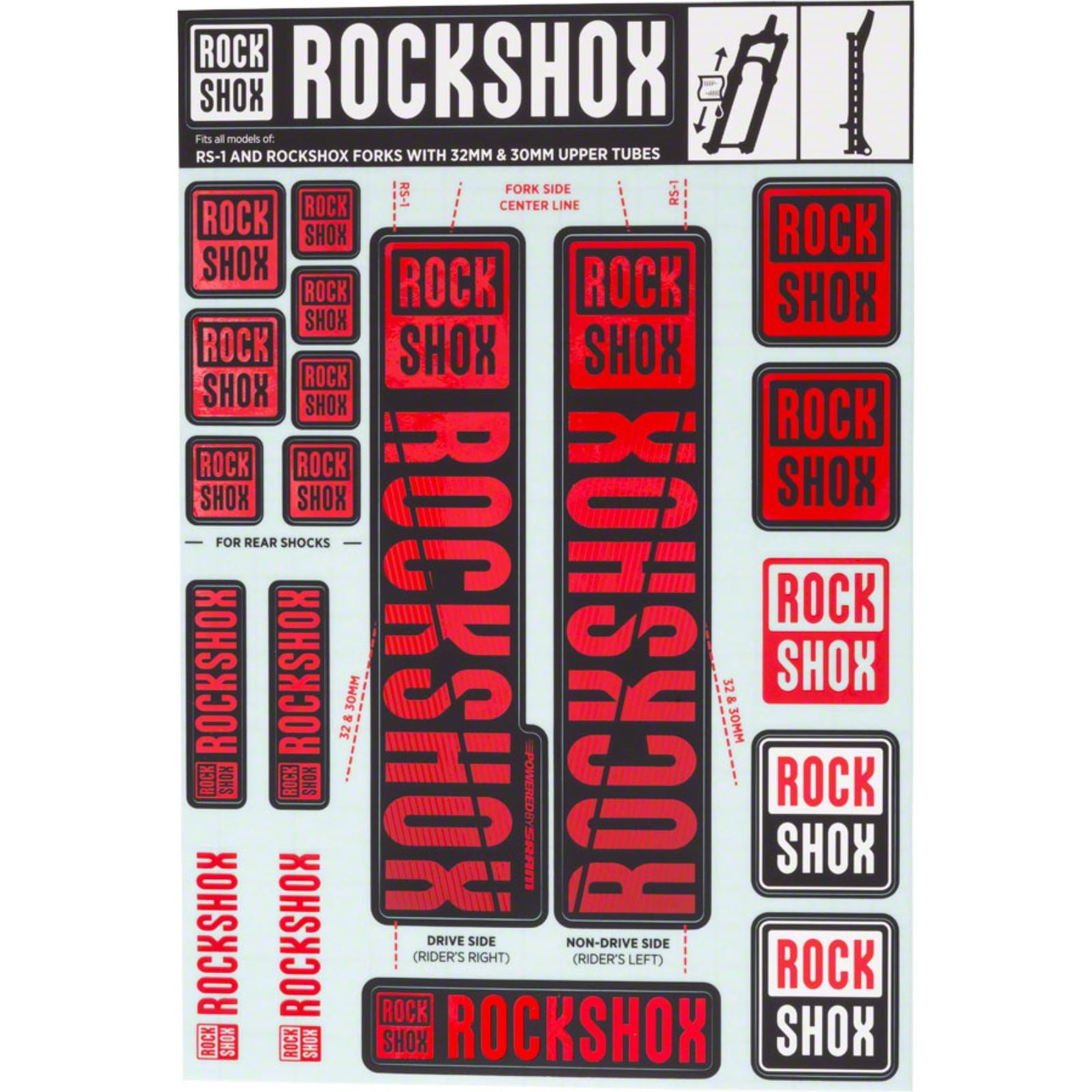RockShox Decal Kit 30/32mm - Red 11.4318.003.500_1221304
