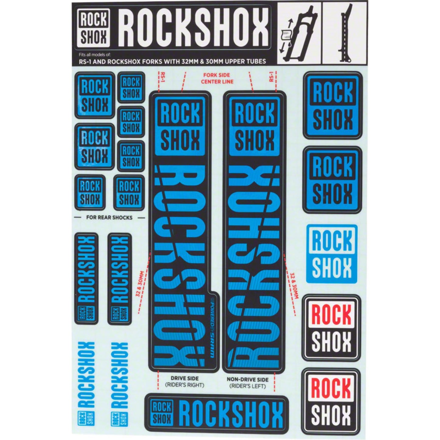 RockShox Decal Kit 30/32mm - Blue 11.4318.003.502_1221306