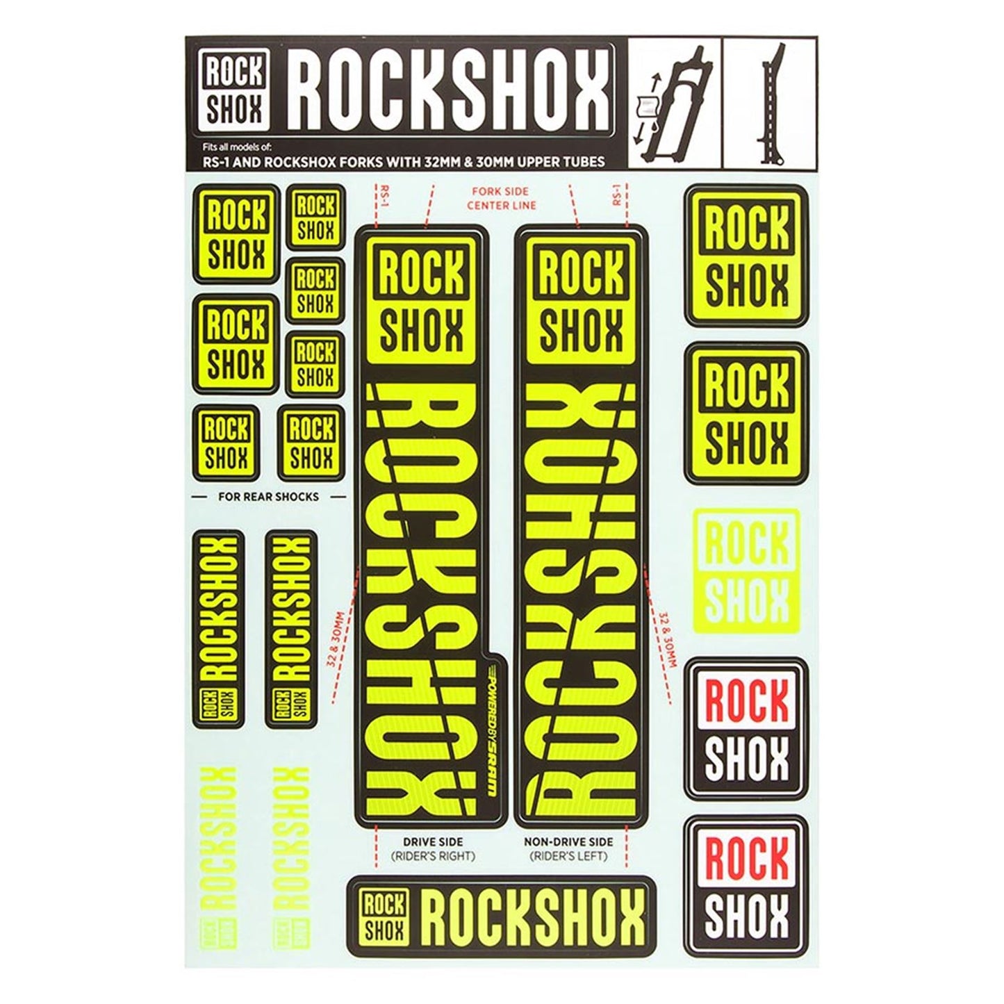 RockShox Decal Kit 30/32mm - NE01 Yellow 11.4318.003.498_1135069