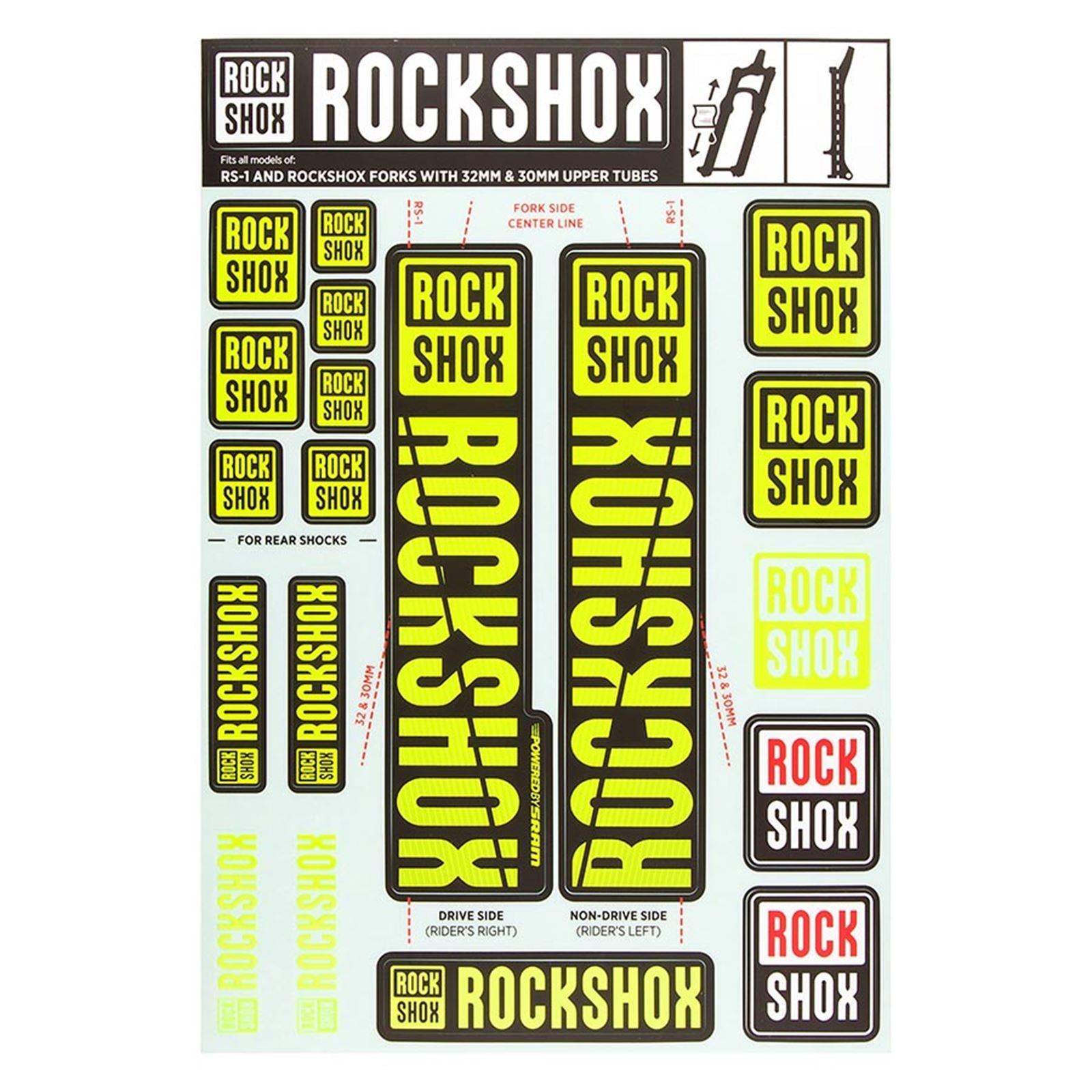 RockShox Decal Kit 30/32mm - NE01 Yellow 11.4318.003.498_1135069