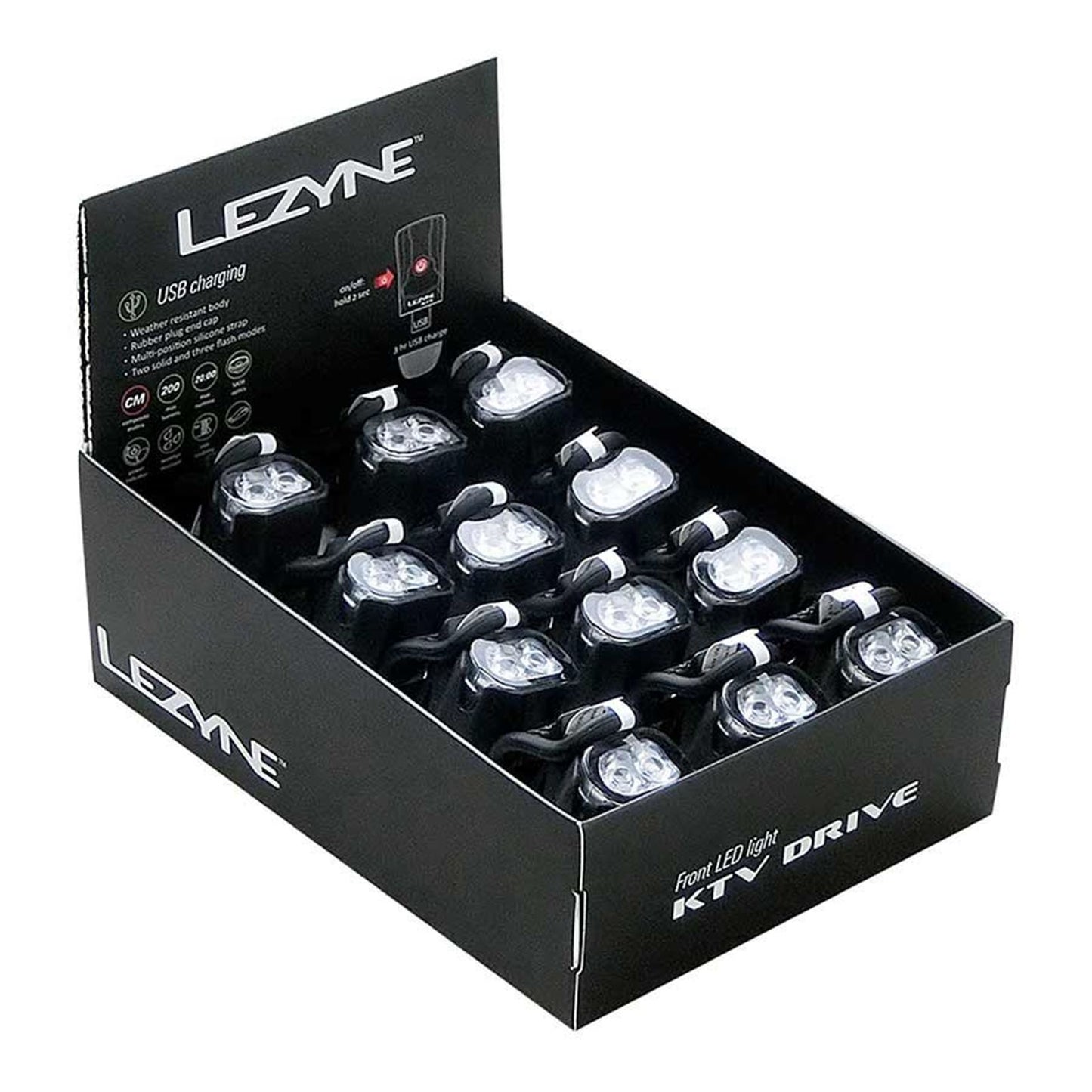 Lezyne KTV Lights Display Box Light Front - Black [MPN: 1-LED-12F-BOX12-V404]_1115200