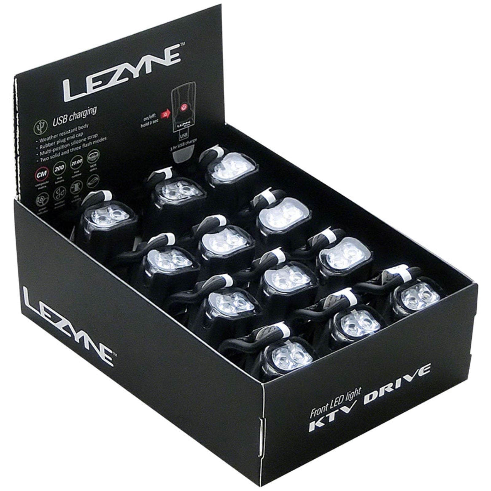 Lezyne KTV Lights Display Box Light Front - Black [MPN: 1-LED-12F-BOX12-V404]_1256964