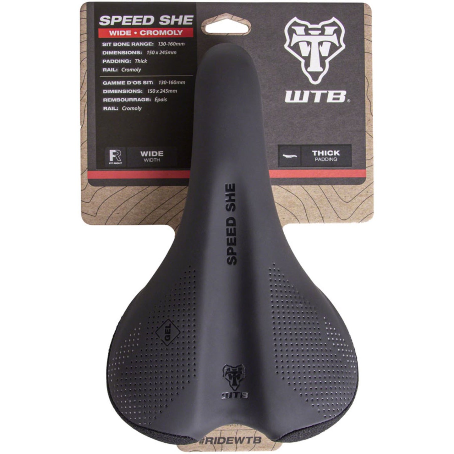 WTB Speed She Steel Bike Saddle - 245 x 150mm - Women - Black [MPN: W065-0627]_1258473