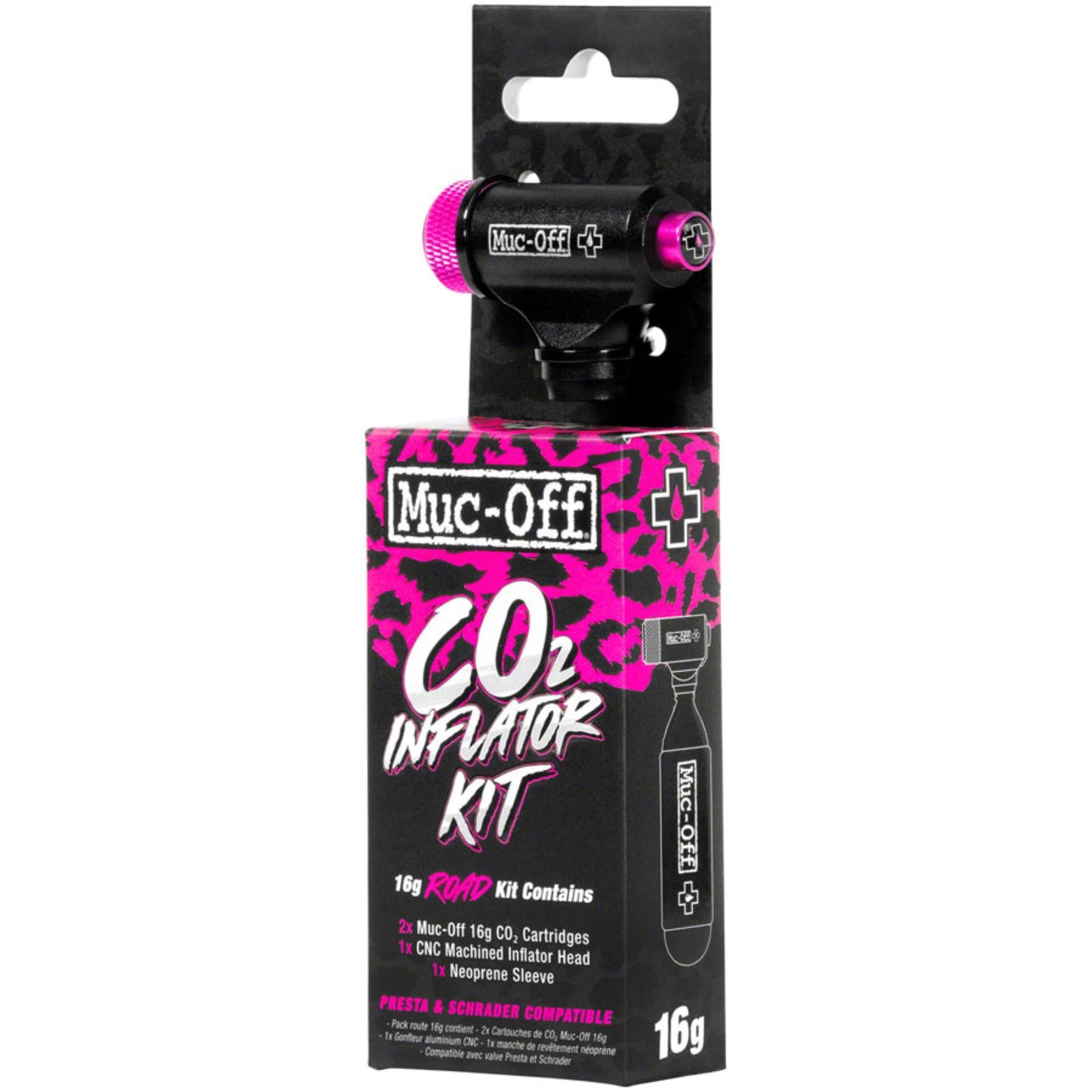 Muc-Off CO2 Inflator Kit - 16g Road - Threaded - Presta - Schrader - Kit [MPN: 20116]_1270771