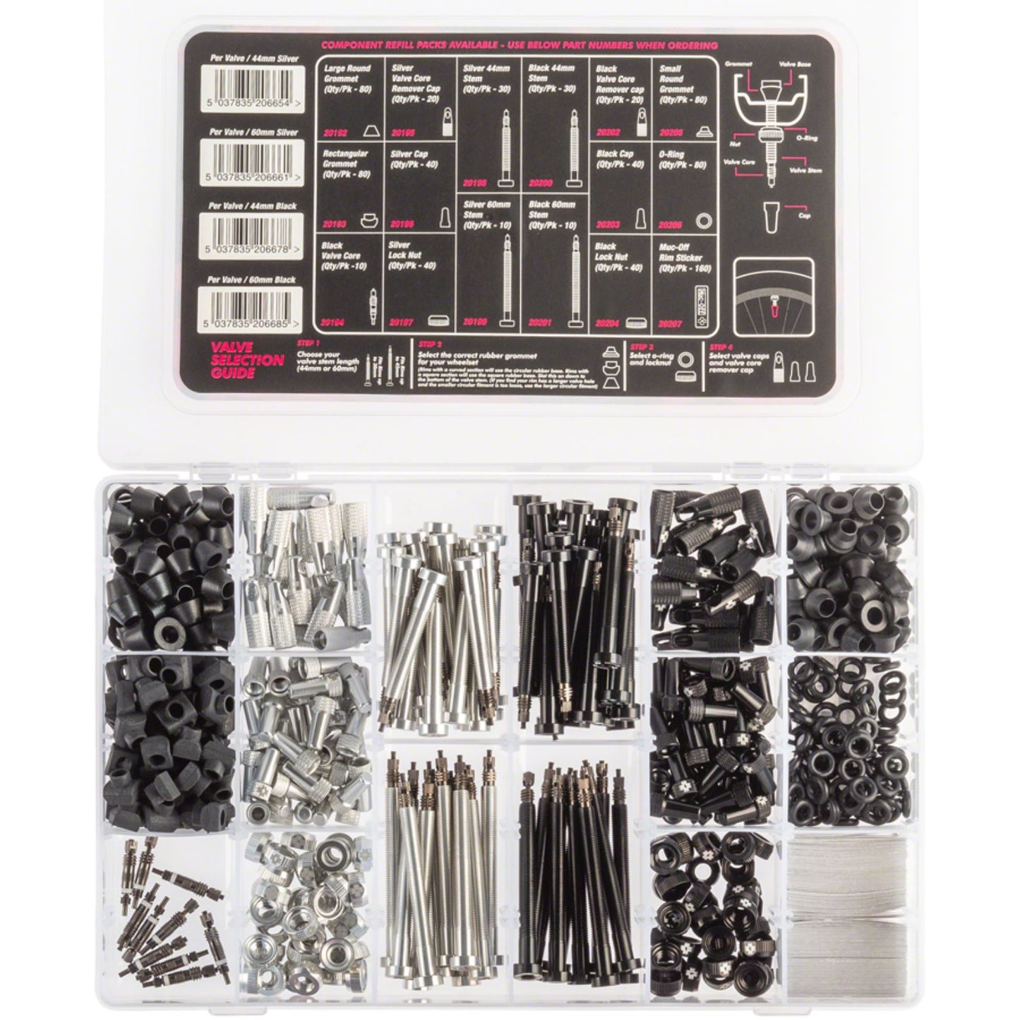Muc-Off Workshop-Tubeless Valve Kit Box - Black/Silver [MPN: 20191]_1276214