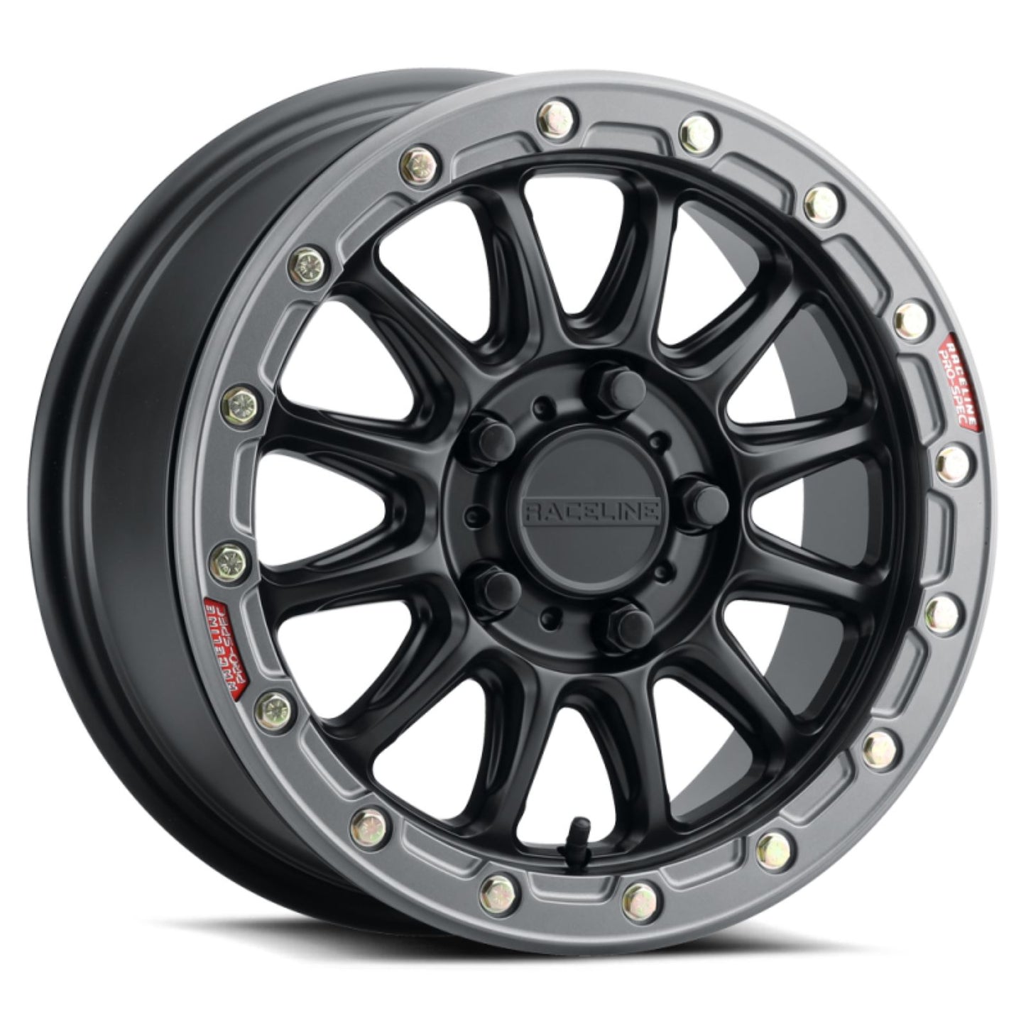 Raceline Alpha Beadlock Wheel - 15X7 5/4.5 3+4 (+25mm) - Gunmetal/Red A14GR-57012+25_1696268