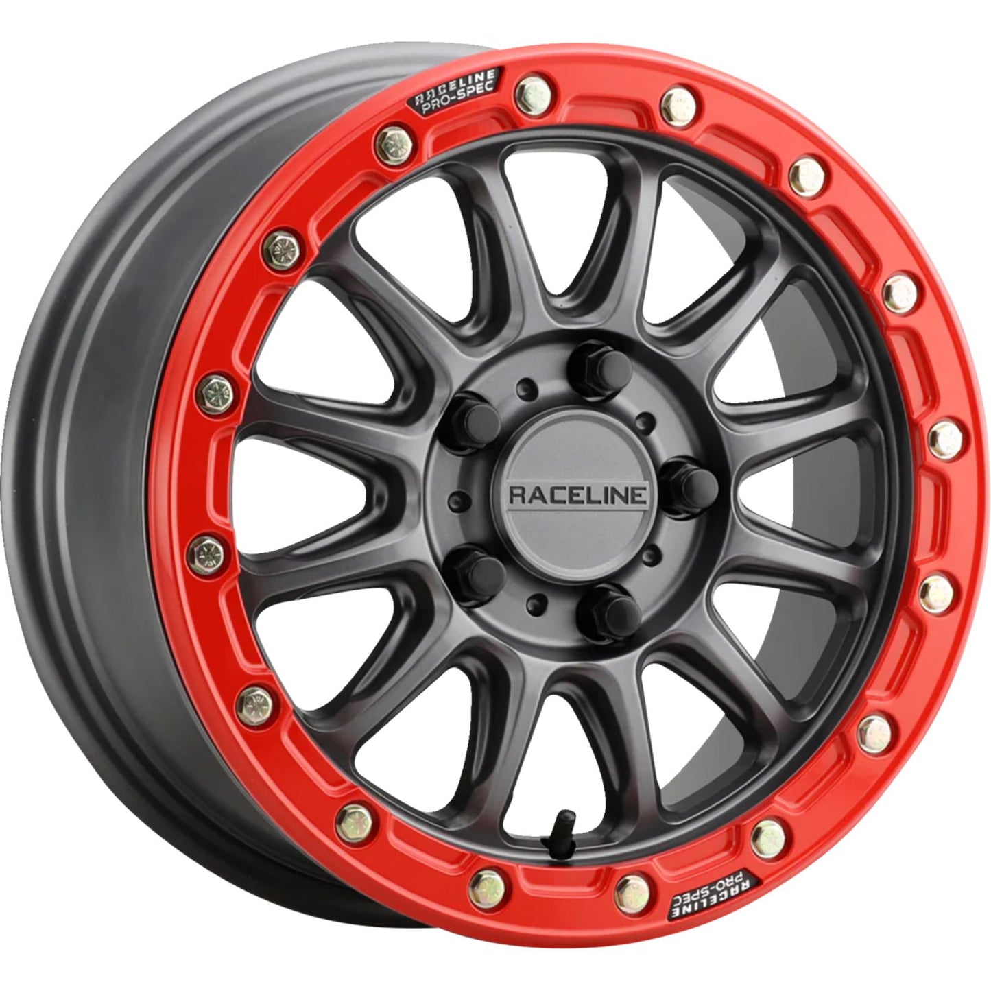 Raceline Alpha Beadlock Wheel - 15X7 5/4.5 3+4 (+25mm) - Gunmetal/Red A14GR-57012+25_1388442