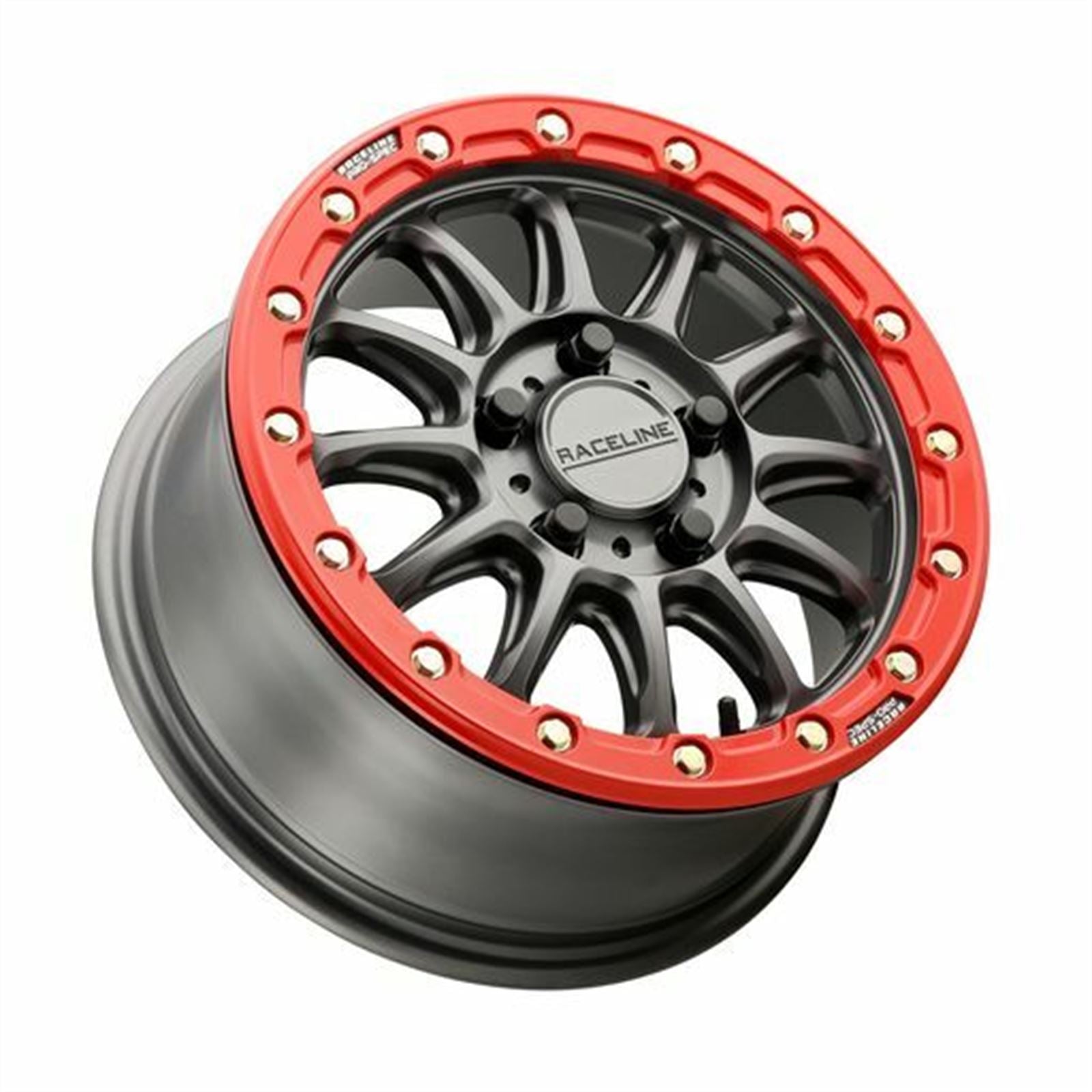 Raceline Alpha Beadlock Wheel - 15X10 5/4.5 6+4 (+25mm) - Gunmetal/Red A14GR51012+25_1134064
