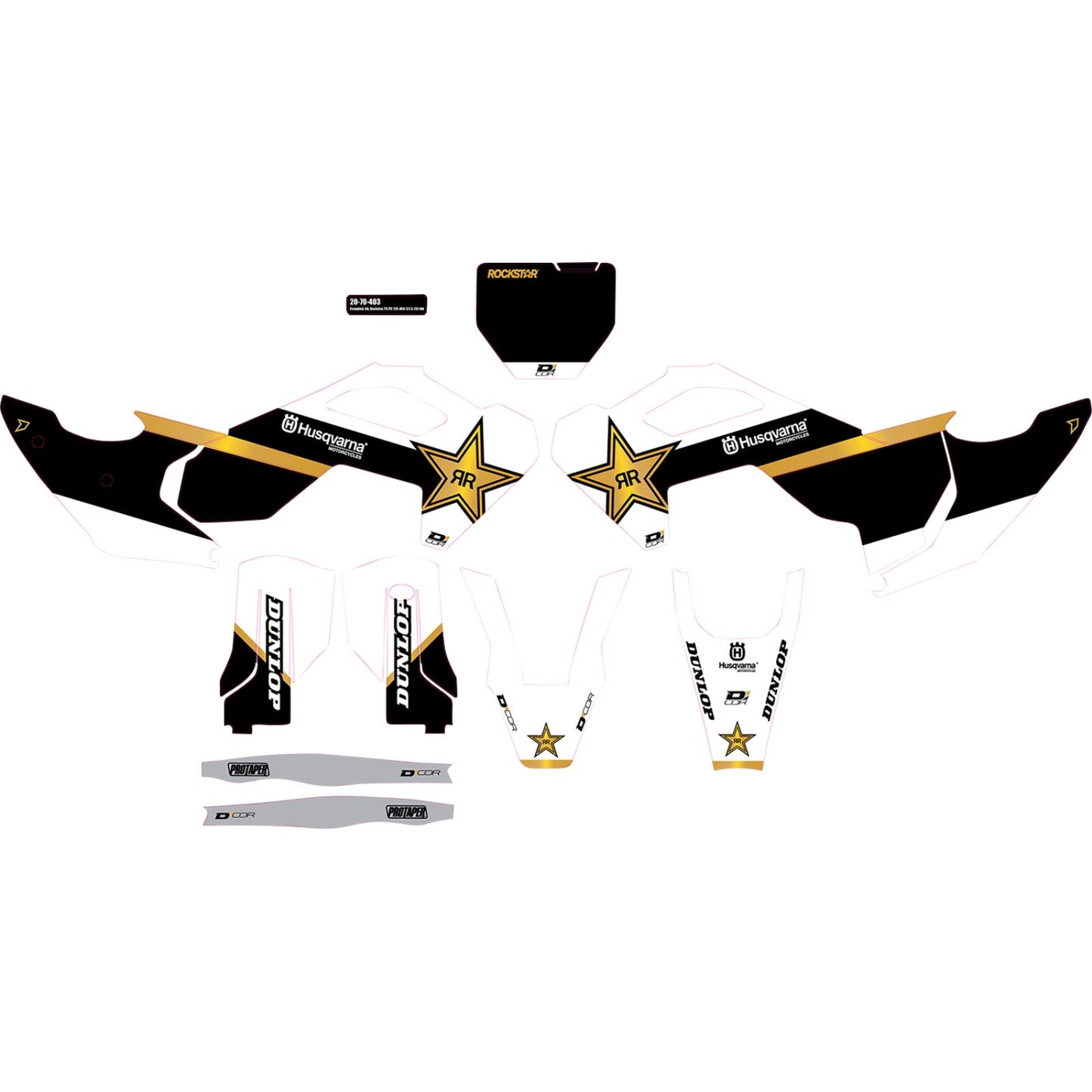 D'Cor Complete Rockstar Graphics Kit for Husqvarna TC/FC 125-450 - Black [MPN: 20-70-403]_1146939