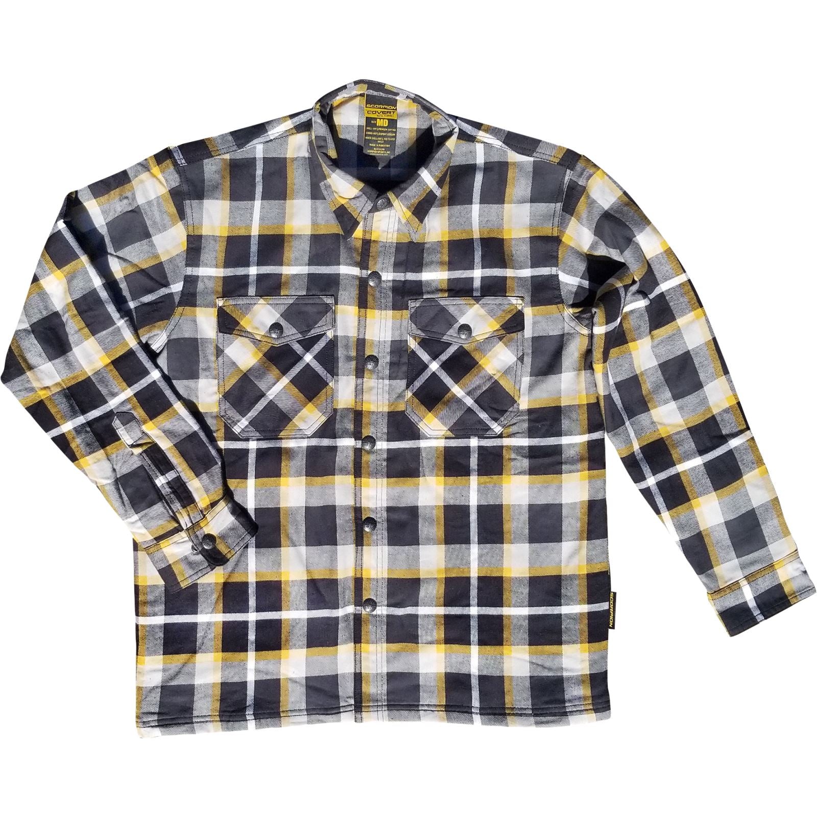 ScorpionEXO Covert Flannel Riding Shirt - White/Yellow - Medium OPEN BOX [MPN: 13803-4]_2098408