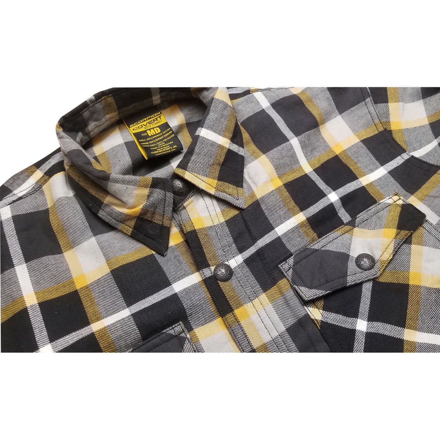 ScorpionEXO Covert Flannel Riding Shirt - White/Yellow - Medium OPEN BOX [MPN: 13803-4]_2098409