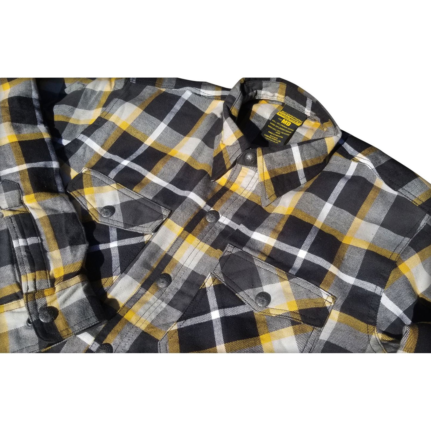ScorpionEXO Covert Flannel Riding Shirt - White/Yellow - Medium OPEN BOX [MPN: 13803-4]_2098410