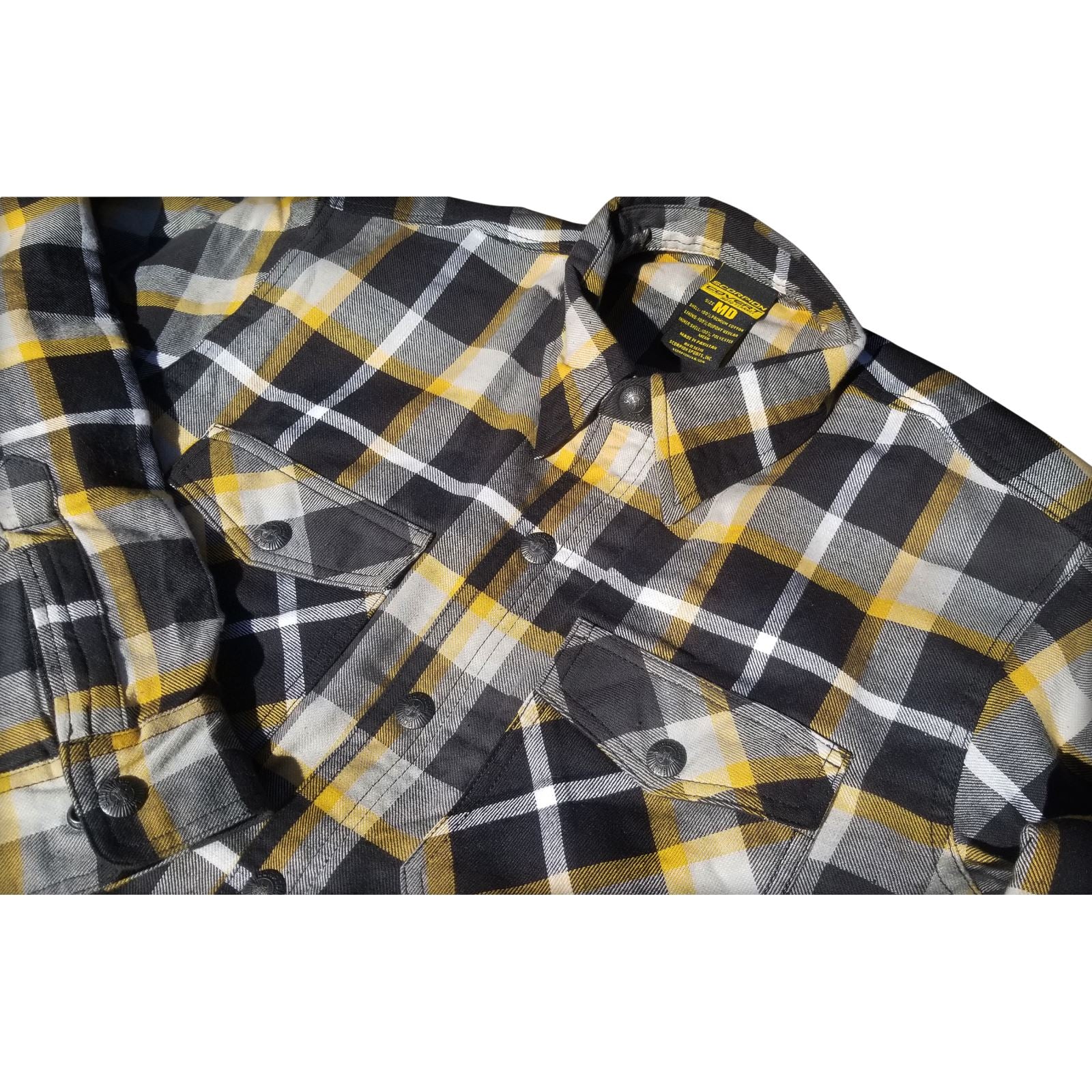 ScorpionEXO Covert Flannel Riding Shirt - White/Yellow - Medium OPEN BOX [MPN: 13803-4]_2098410