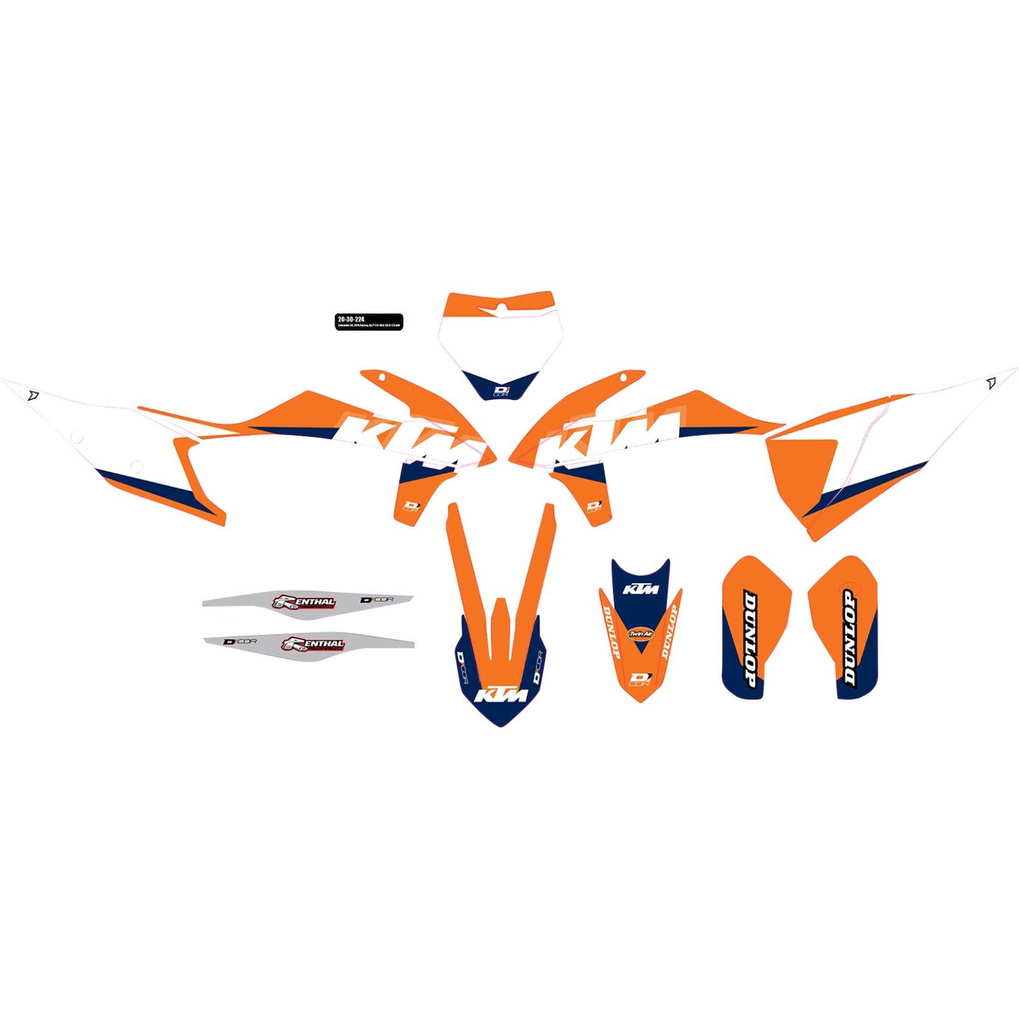 D'Cor Motorcycle Graphic Kit - White - Racing [MPN: 20-30-224]_1147029