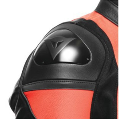 Dainese Men's Racing 4 Leather Jacket - Black/Fluo Red - US Size 46 [MPN: 201533849-628-56]_1137692