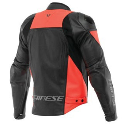 Dainese Men's Racing 4 Leather Jacket - Black/Fluo Red - US Size 46 [MPN: 201533849-628-56]_1137693