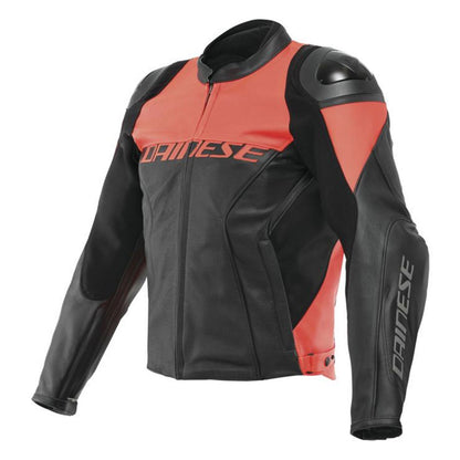 Dainese Men's Racing 4 Leather Jacket - Black/Fluo Red - US Size 46 [MPN: 201533849-628-56]_1137694