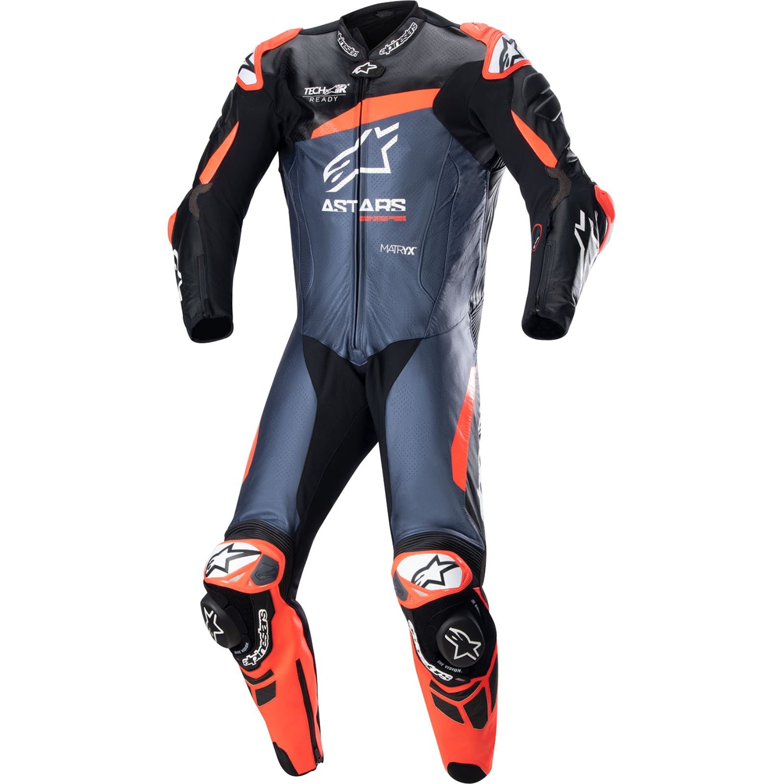 Alpinestars GP Plus v4 Leather Suit - Black/Red Fluo/Blue - US 46 / EU 56 [MPN: 3150523135756]_1152059