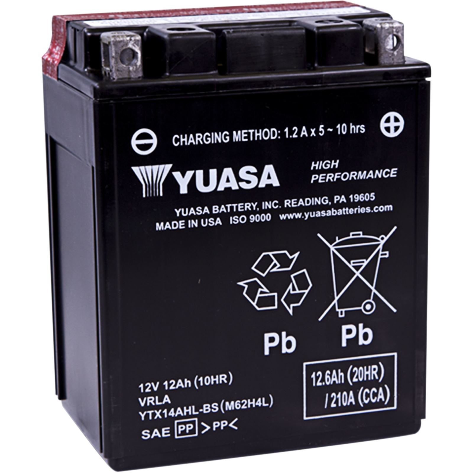 Yuasa Battery YTX14AHL-BS Maintenance Free YUAM62H4L_501536