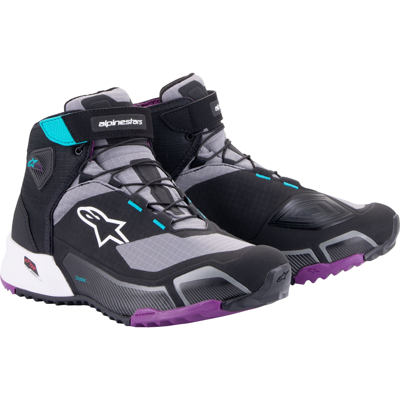 Alpinestars Stella CR-X Drystar® Shoes - Black/Gray/Teal/Purple - US 9.5 [MPN: 2611523137095]_1153340