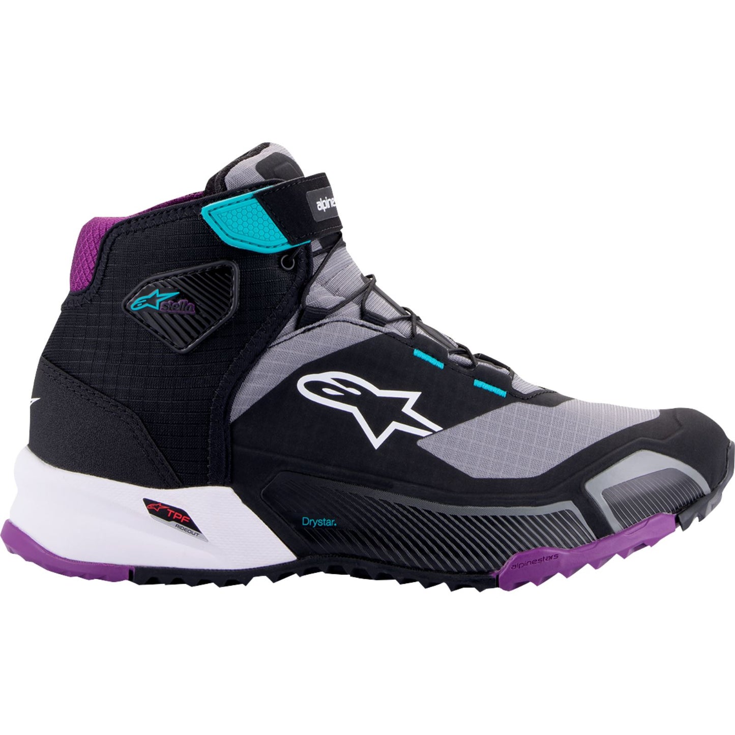 Alpinestars Stella CR-X Drystar® Shoes - Black/Gray/Teal/Purple - US 9.5 [MPN: 2611523137095]_1153336