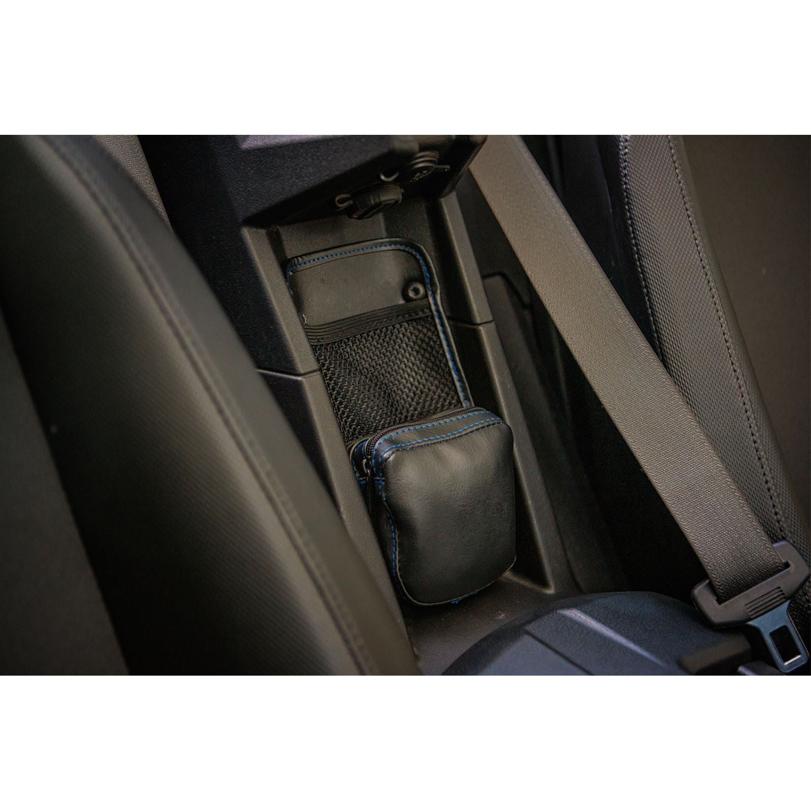 Show Chrome Center Console Kaliber Organizer - Black with Blue Stitching H44-3BLUE_1145365