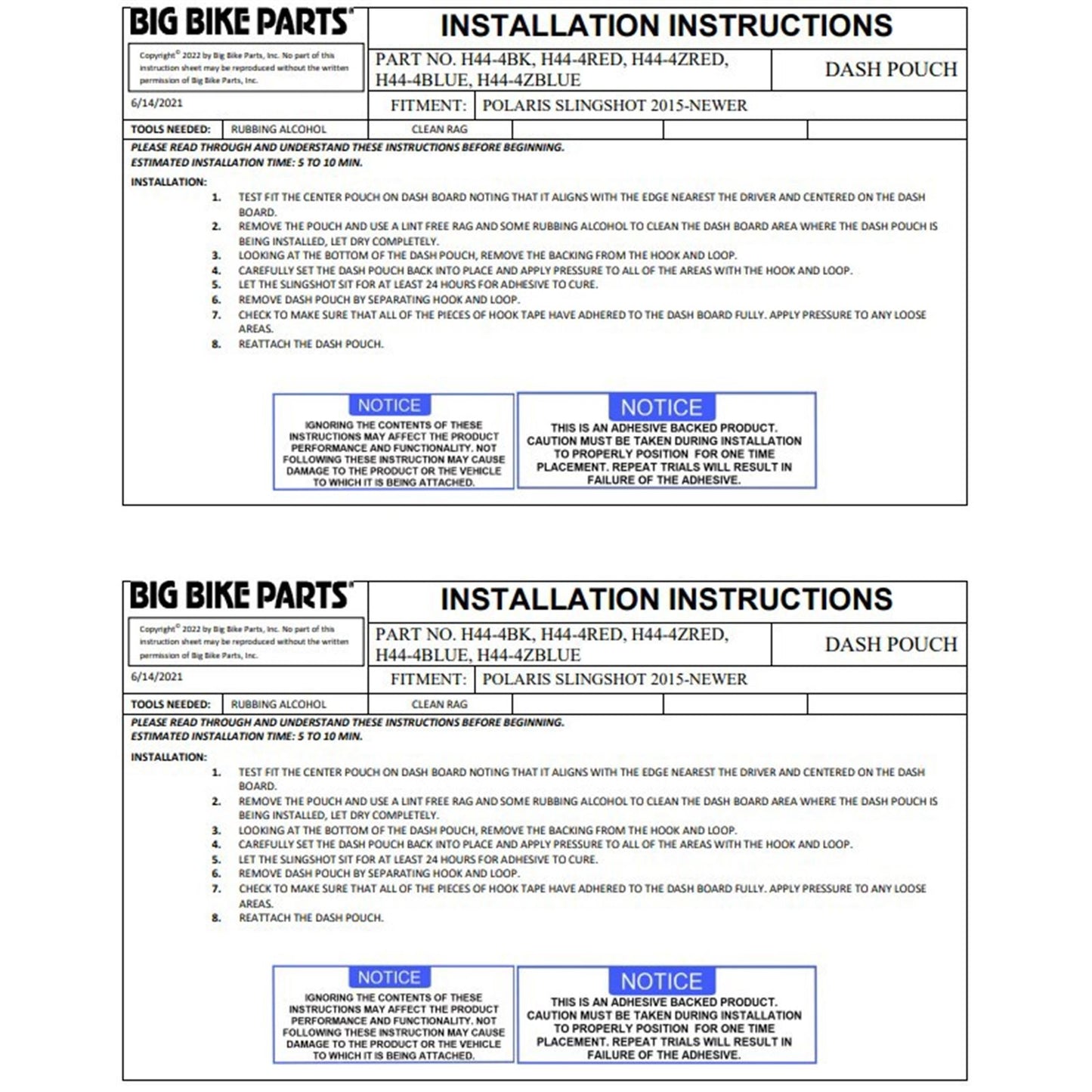 Show Chrome Kaliber Dash Pouch for Polaris Slingshot - Black with Blue Stitching H44-4BLUE_1171897