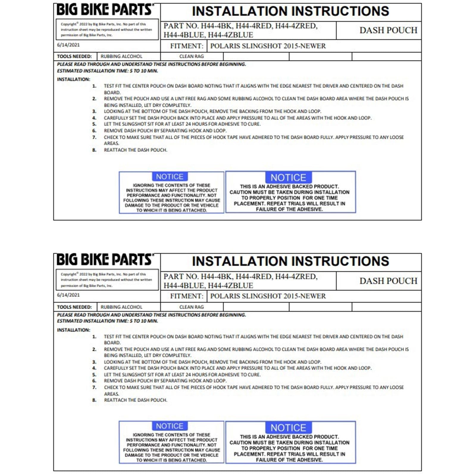 Show Chrome Kaliber Dash Pouch for Polaris Slingshot - Black with Blue Stitching H44-4BLUE_1171897