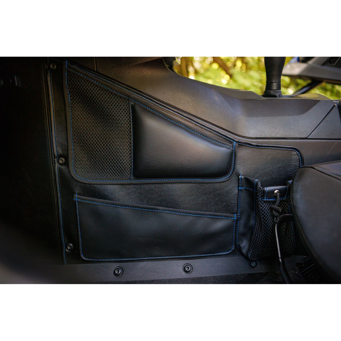Show Chrome Driver Side Organizer for Polaris Slingshot - Left - Blue Stitching H44-7DBLU_1145369