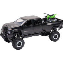 New-Ray Toys Replica 1:20 Scale Chevrolet 3500 HD Offroad Pickup w/Green Dirt Bike SS-37596_1147975