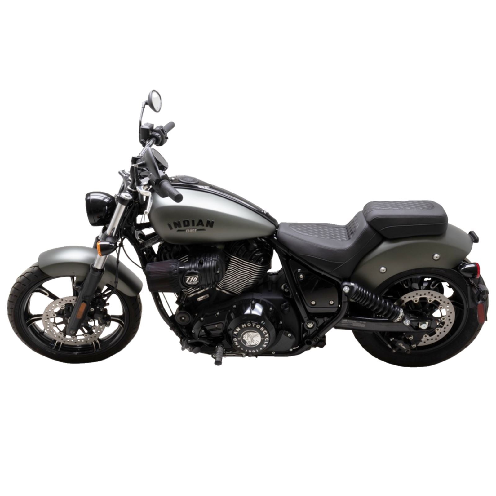 Mustang Motorcycle Products Squareback Seat - Solo - Black - Diamond Stitch - Chief '22-'23 [MPN: 88201]_1156894