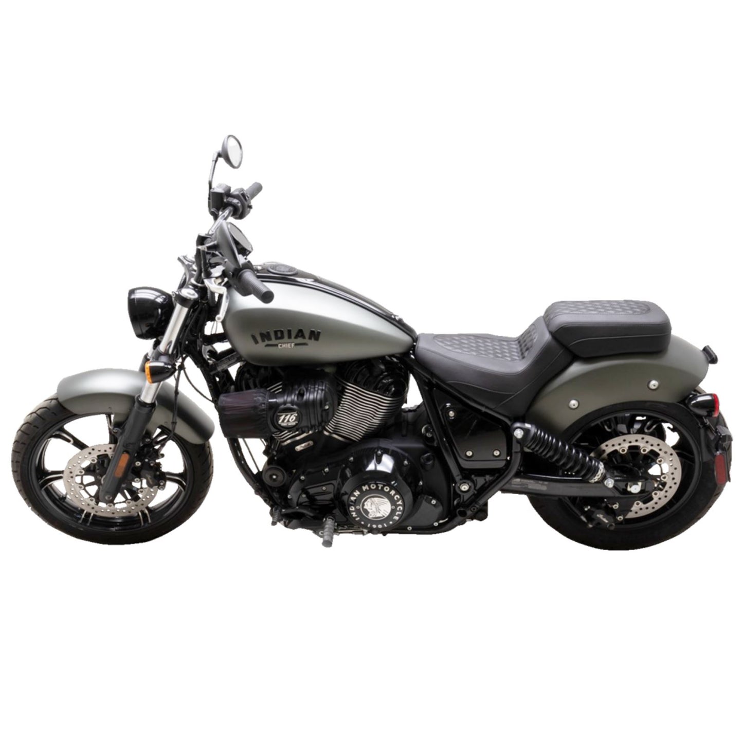 Mustang Motorcycle Products Squareback Seat - Passenger - Black - Diamond Stitch - Chief '22-'23 88202_1156877