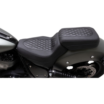 Mustang Motorcycle Products Squareback Seat - Passenger - Black - Diamond Stitch - Chief '22-'23 88202_1156876