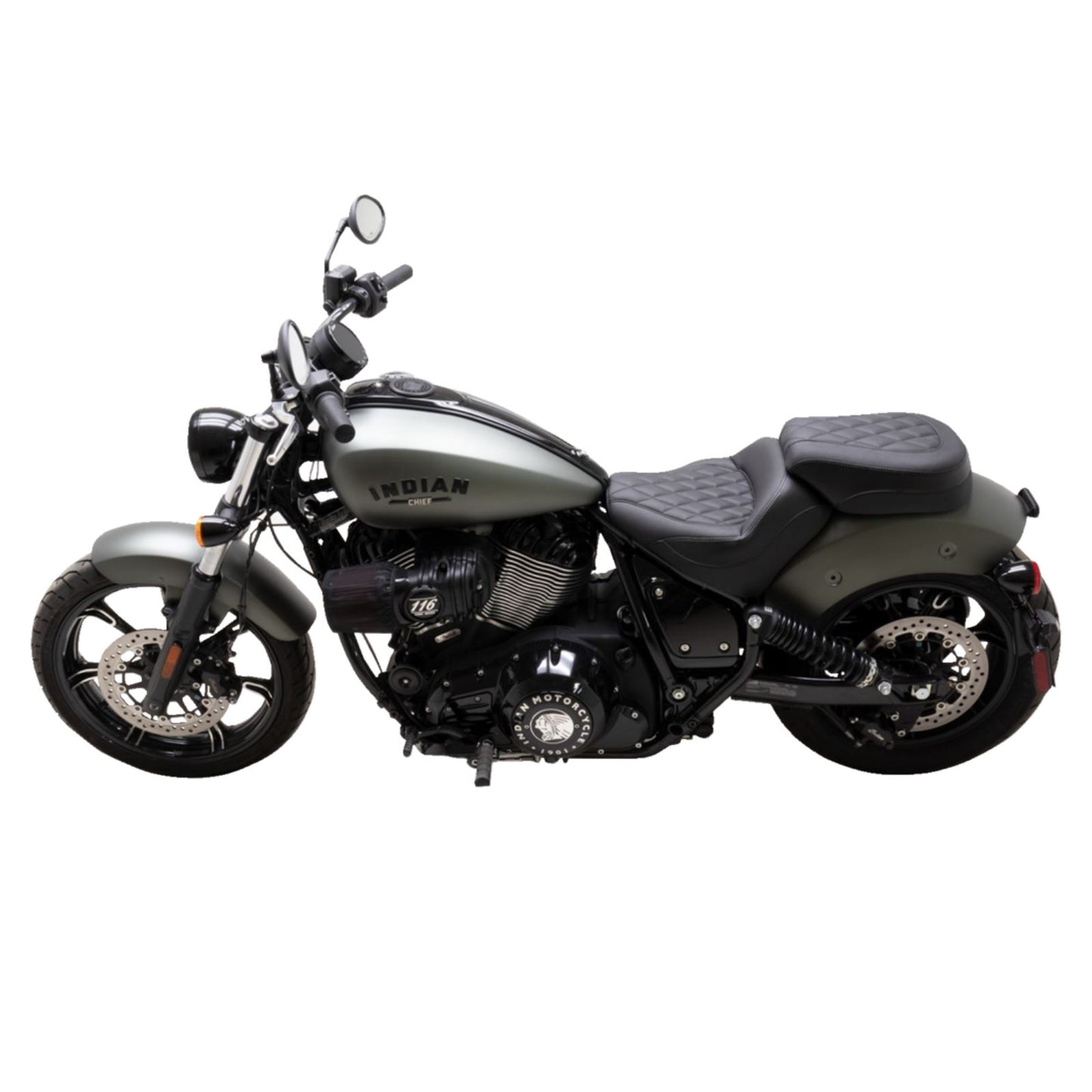 Mustang Motorcycle Products Solo Touring Seat - w/o Driver Backrest - Black - Diamond - Chief '22-'23 88203_1156874
